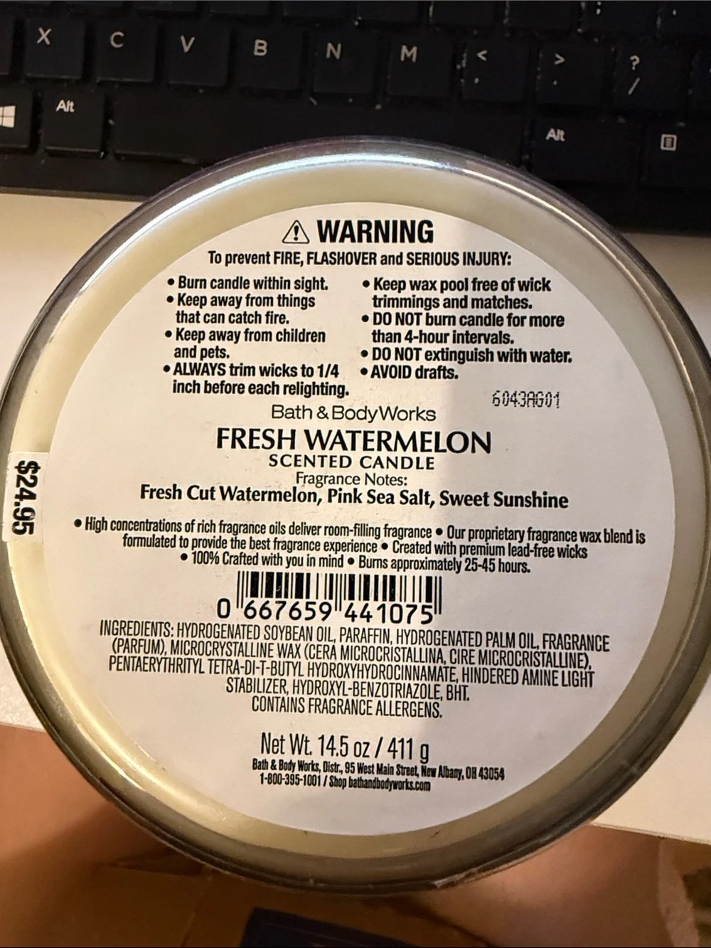 Bath & Body Works Fresh Watermelon Scented Candle - Pink/Peach